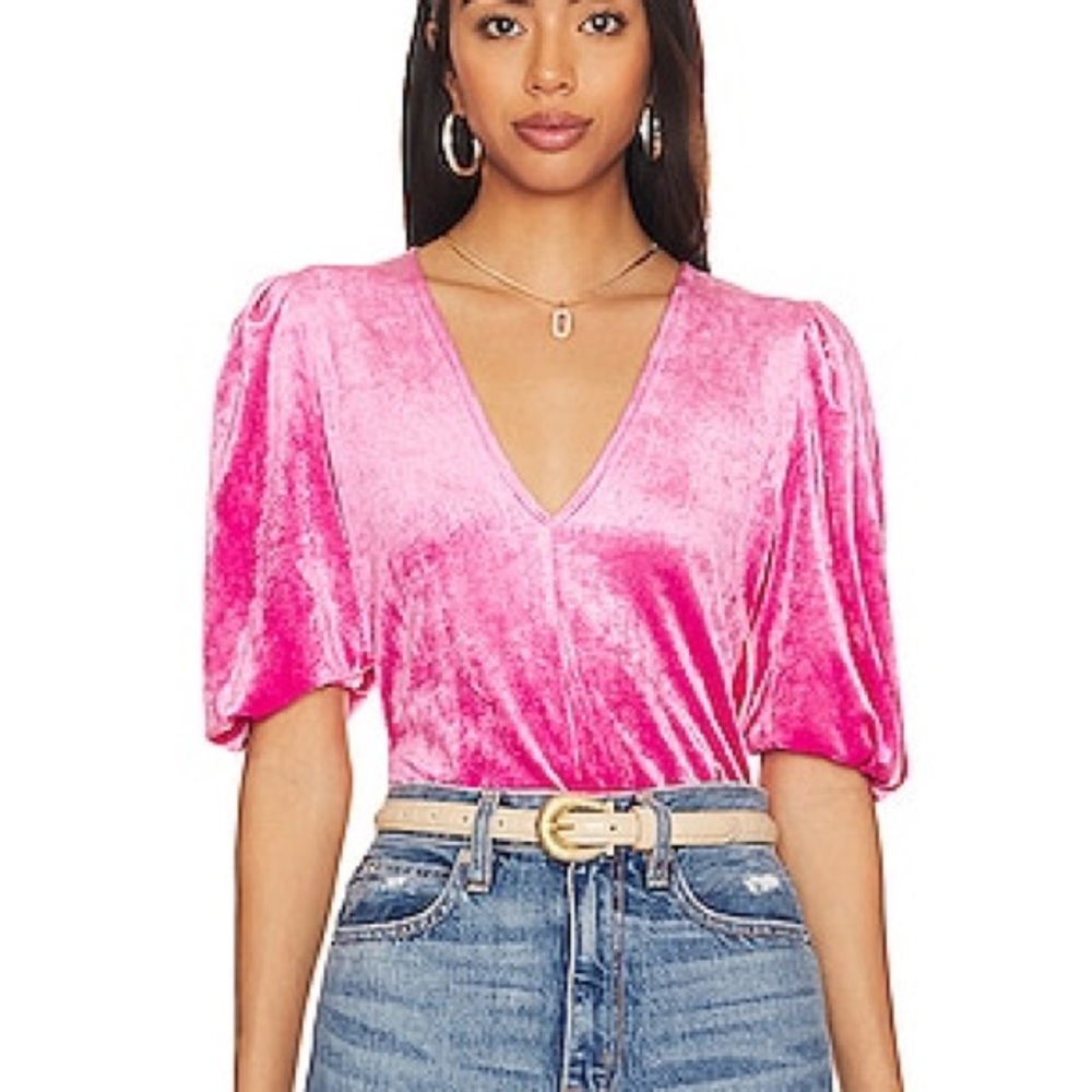 Free People Crushed Velvet Women's Pink Top